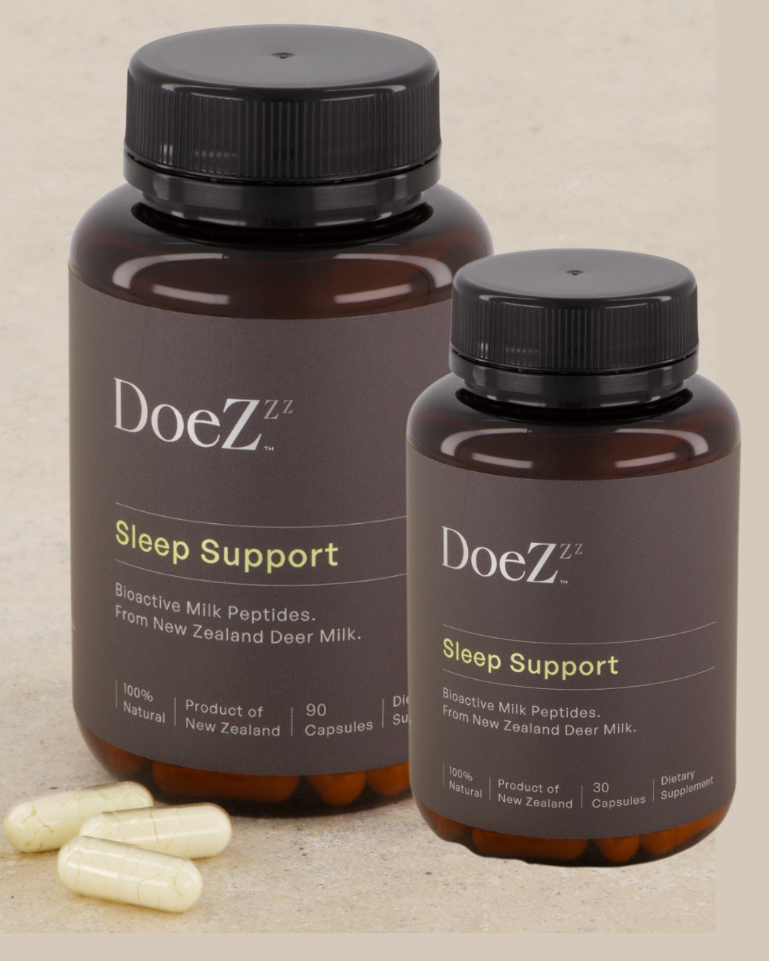 DoeZ deer milk sleep support capsules — 100% natural from New Zealand