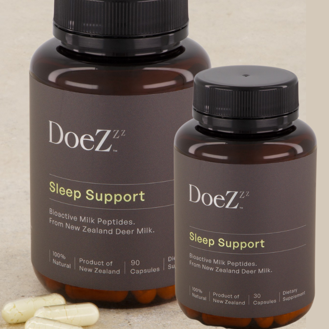 DoeZ deer milk sleep support capsules — 100% natural from New Zealand